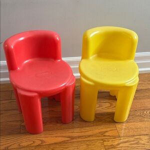 Set of 2 Little Tikes Chair Red and Yellow Chunky Toddler Child Size Sturdy